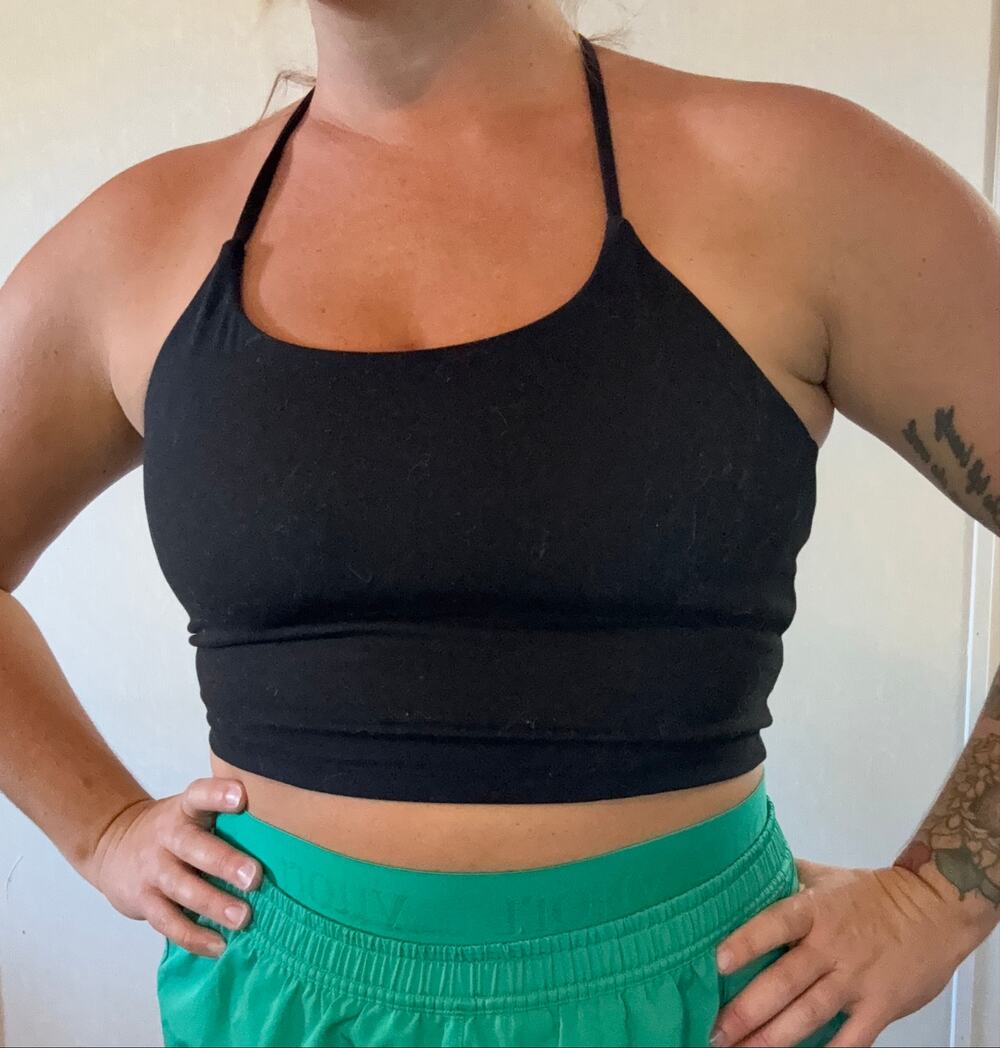 POPFLEX Flexy Crop Top Black T-Back Activewear Size L